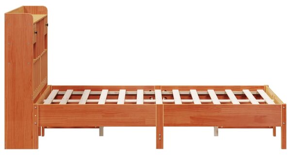 Krevet s regalom za knjige bez madraca 135 x 190 cm od borovine - Smeđa / 135 x 190cm