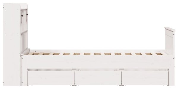 Krevet s regalom za knjige bez madraca bijeli 90x190cm borovina - Bijela / 90 x 190 cm