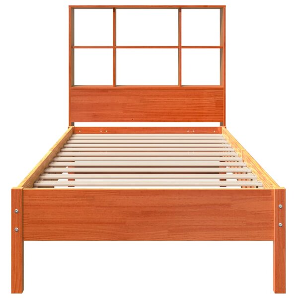 Krevet s regalom za knjige bez madraca 75 x 190 cm od borovine - Smeđa / 75 x 190 cm