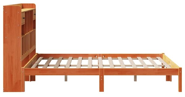 Krevet s regalom za knjige bez madraca 140 x 190 cm od borovine - Smeđa / 140 x 190cm