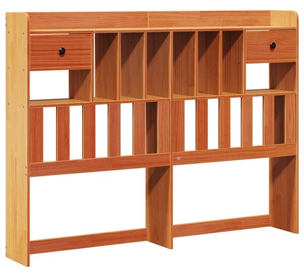 Krevet s regalom za knjige bez madraca 140 x 190 cm od borovine - Smeđa / 140 x 190cm