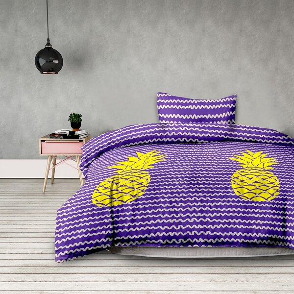 Posteljina od mikrovlakana PINEAPPLE ljubičasta Dimenzije posteljine: 2 kom 80 x 80 cm | 200 x 220 cm