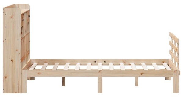Krevet s regalom za knjige bez madraca 135x190 cm od borovine - Smeđa / 135 x 190 cm