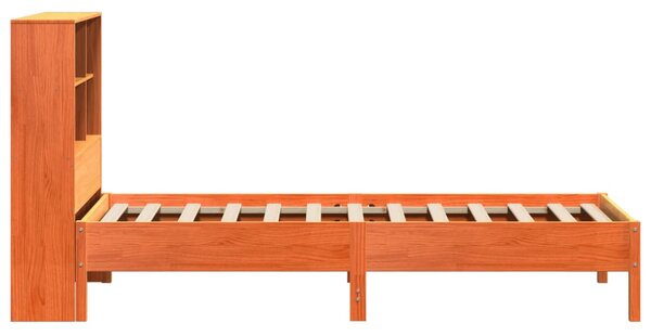 Krevet s regalom za knjige bez madraca 75 x 190 cm od borovine - Smeđa / 75 x 190 cm
