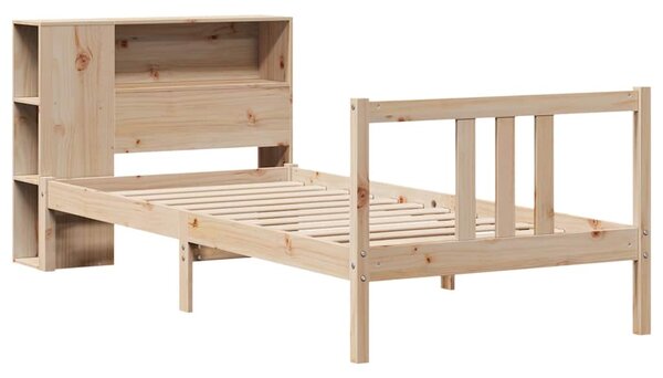 Krevet s regalom za knjige bez madraca 75x190 cm borovina - Smeđa / 75 x 190 cm
