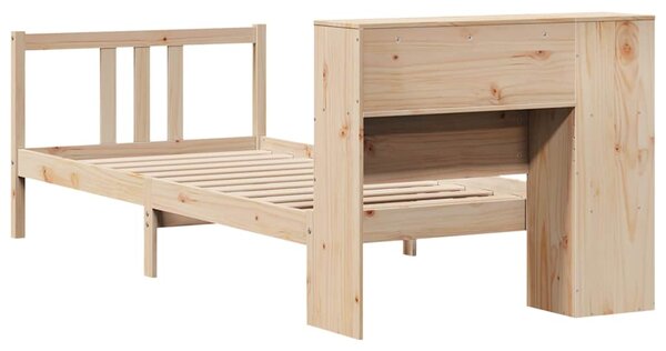 Krevet s regalom za knjige bez madraca 75x190 cm borovina - Smeđa / 75 x 190 cm