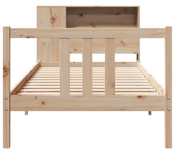 Krevet s regalom za knjige bez madraca 75x190 cm borovina - Smeđa / 75 x 190 cm