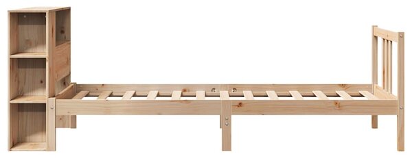 Krevet s regalom za knjige bez madraca 75x190 cm borovina - Smeđa / 75 x 190 cm