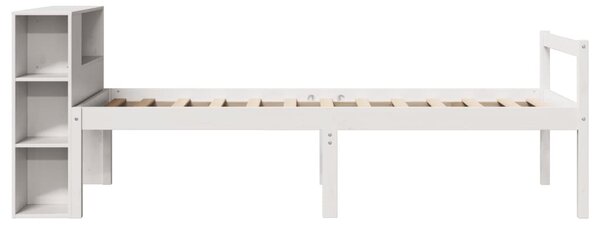 Krevet s regalom za knjige bez madraca bijeli 75x190cm borovina - Bijela / 75 x 190 cm