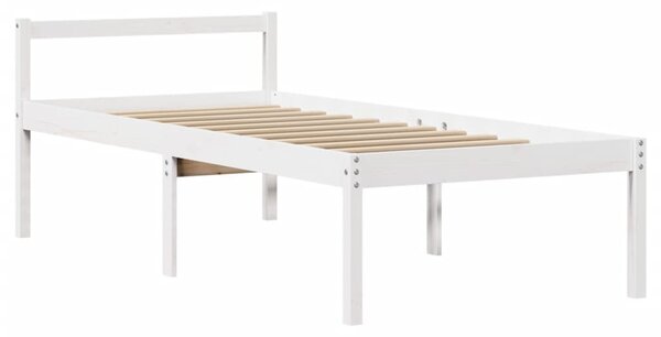 Krevet za starije s uzglavljem bijeli 75x190 cm borovina - Bijela / 75 x 190 cm