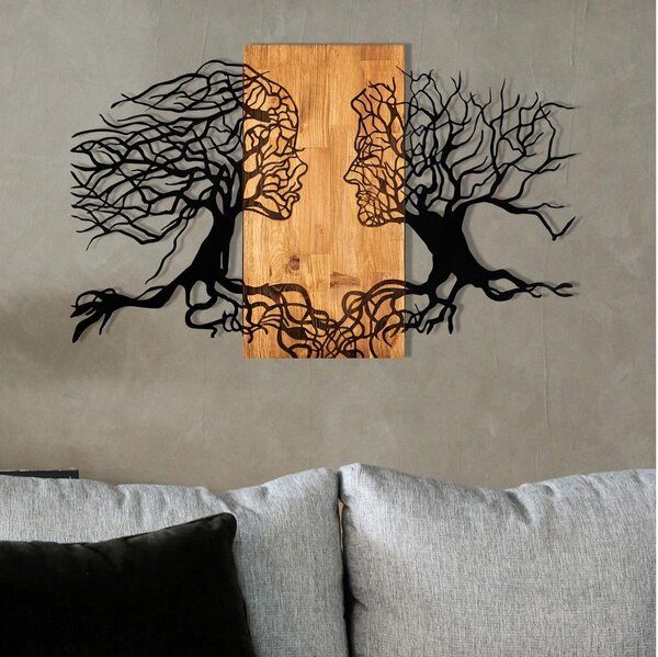 Zidna dekoracija 58x92 cm stablo života drvo/metal