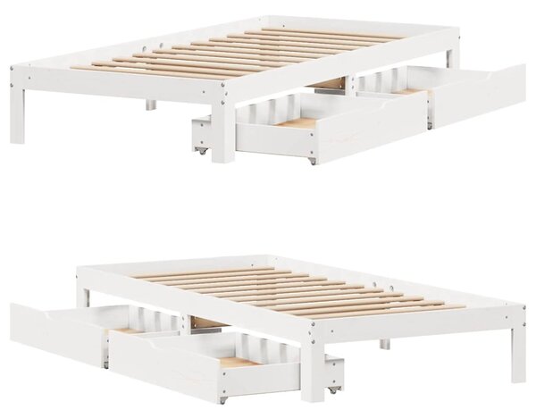 Okvir kreveta s ladicama bez madraca bijeli 75x190 cm - Bijela / 75 x 190 cm