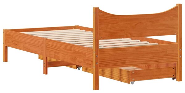 Okvir kreveta s ladicama voštano smeđi 75 x 190 cm borovine - Smeđa / 75 x 190 cm