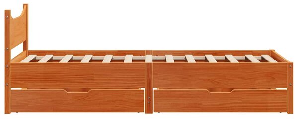 Okvir kreveta s ladicama voštano smeđi 75 x 190 cm borovine - Smeđa / 75 x 190 cm