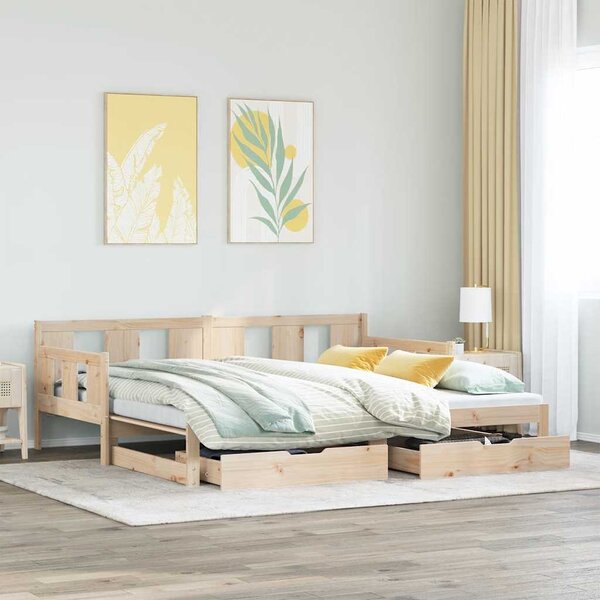 Dnevni krevet na razvlačenje s ladicama bez madraca 90 x 190 cm - Smeđa / 90 x 190 cm