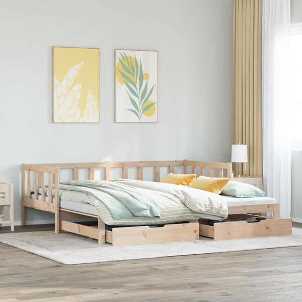 Dnevni krevet na razvlačenje s ladicama bez madraca 90x200 cm - Bijela / 90 x 200 cm