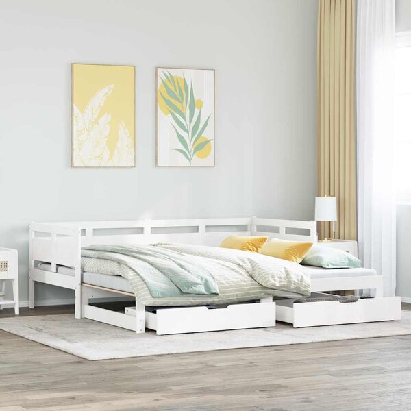 Dnevni krevet na razvlačenje s ladicama bez madraca 80x200 cm - Bijela / Default