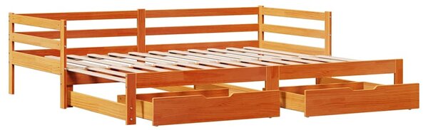 Dnevni krevet na razvlačenje bez madraca voštano smeđi 80x200cm - Smeđa