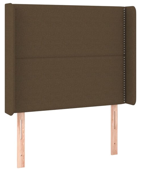 Krevet box spring s madracem LED tamnosmeđi 90x190 cm tkanina - Smeđa / 90 x 190 cm