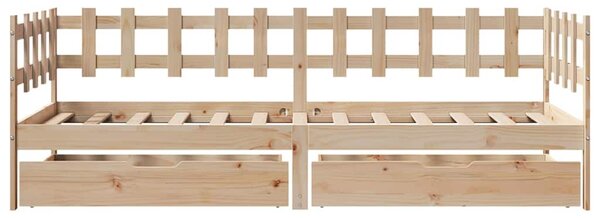 Dnevni krevet s ladicama bez madraca 90 x 190 cm masivno drvo - Smeđa / 90 x 190 cm