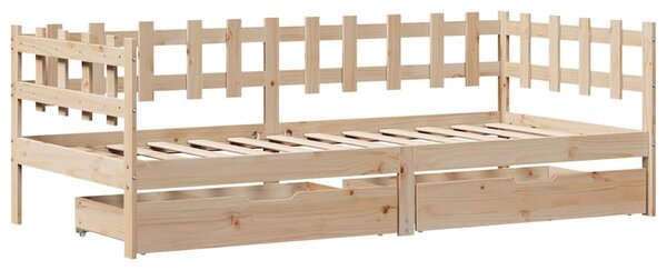 Dnevni krevet s ladicama bez madraca 90 x 190 cm masivno drvo - Smeđa / 90 x 190 cm