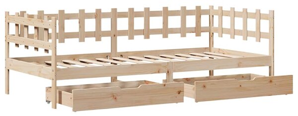 Dnevni krevet s ladicama bez madraca 90 x 190 cm masivno drvo - Smeđa / 90 x 190 cm