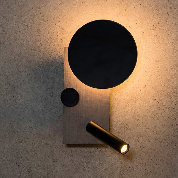 FARO BARCELONA Klee LED zidna svjetiljka, siva, lijeva verzija, prigušiva, Sivo, Dnevni boravak/blagovaonica, Metal