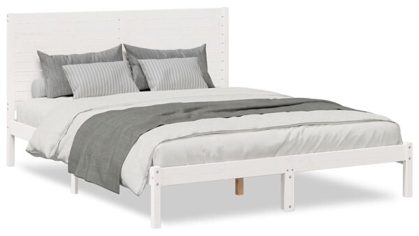 Dugi okvir kreveta bez madraca bijeli 140 x 220 cm masivno drvo - Bijela / 140 x 220 cm