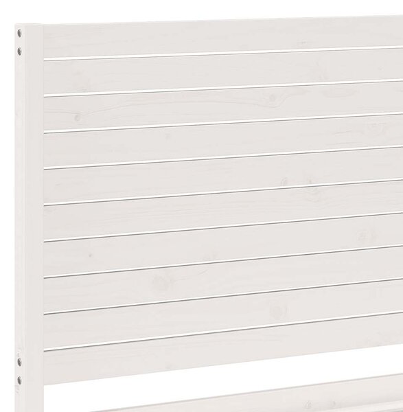 Dugi okvir kreveta bez madraca bijeli 140 x 220 cm masivno drvo - Bijela / 140 x 220 cm