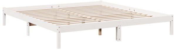 Dugi okvir kreveta bez madraca bijeli 200 x 220 cm od borovine - Bijela / 200 x 220 cm