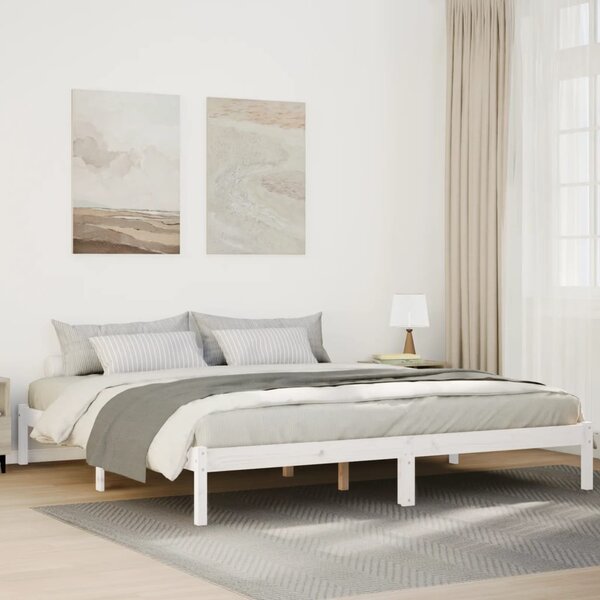 Dugi okvir kreveta bez madraca bijeli 200 x 220 cm od borovine - Bijela / 200 x 220 cm