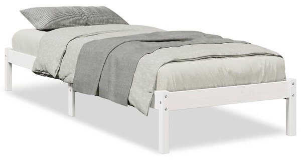 Dugi okvir kreveta bez madraca bijeli 100 x 220 cm od borovine - Bijela / 100 x 220 cm