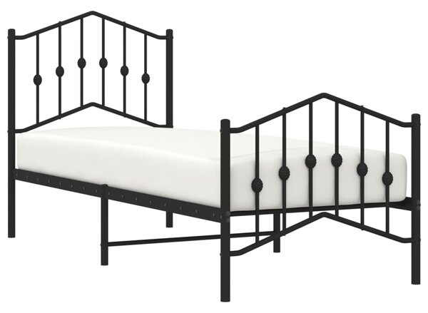Metalni okvir kreveta s uzglavljem i podnožjem crni 75 x 190 cm - Crna / 75 x 190 cm