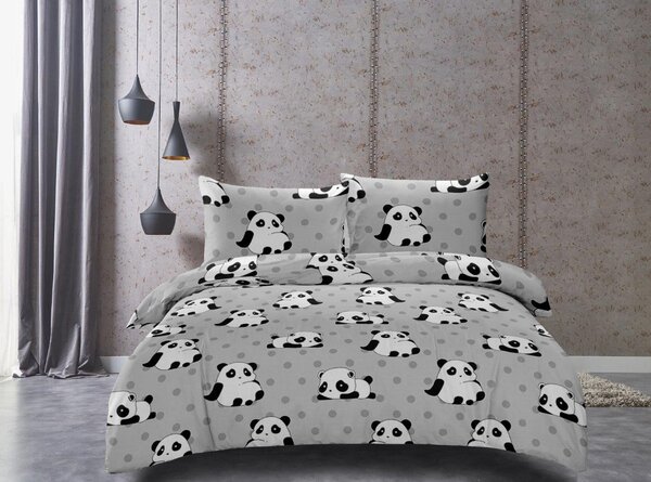 Posteljina od mikrovlakana PANDA siva Dimenzije posteljine: 70 x 80 cm | 140 x 200 cm