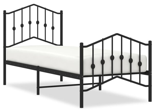 Metalni okvir kreveta s uzglavljem i podnožjem crni 75 x 190 cm - Crna / 75 x 190 cm