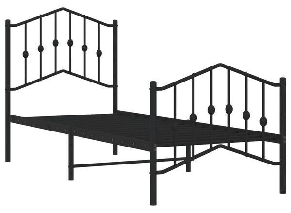 Metalni okvir kreveta s uzglavljem i podnožjem crni 75 x 190 cm - Crna / 75 x 190 cm