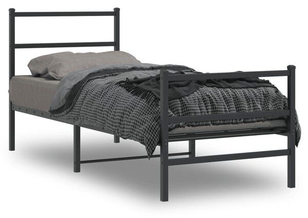 Metalni okvir kreveta s uzglavljem i podnožjem crni 75 x 190 cm - Crna / 75 x 190 cm