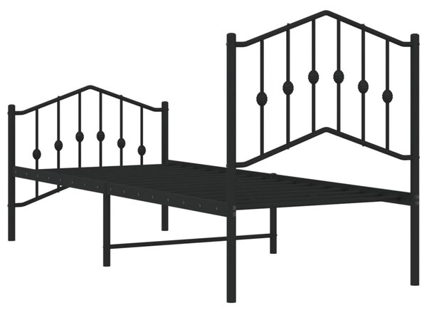 Metalni okvir kreveta s uzglavljem i podnožjem crni 75 x 190 cm - Crna / 75 x 190 cm