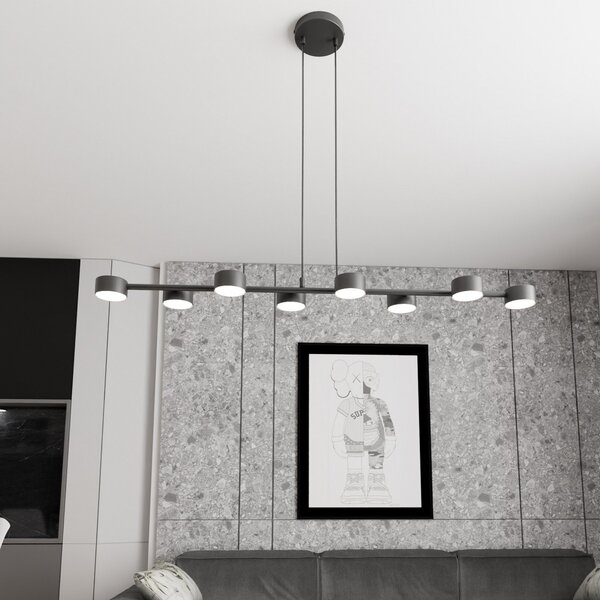 EMIBIG LIGHTING Megara stropni reflektor, duljina 100 cm, metalni, 8 žarulja., prigušiva, Crno, Dnevni boravak/blagovaonica, Metal
