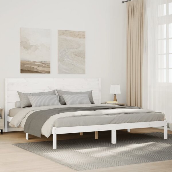 Dugi okvir kreveta bez madraca bijeli 180 x 210 cm masivno drvo - Bijela / 180 x 210 cm