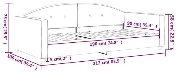 Dnevni ležaj bez madracem tamnosivi 90x190 cm baršunasti - Siva / 90 x 190 cm