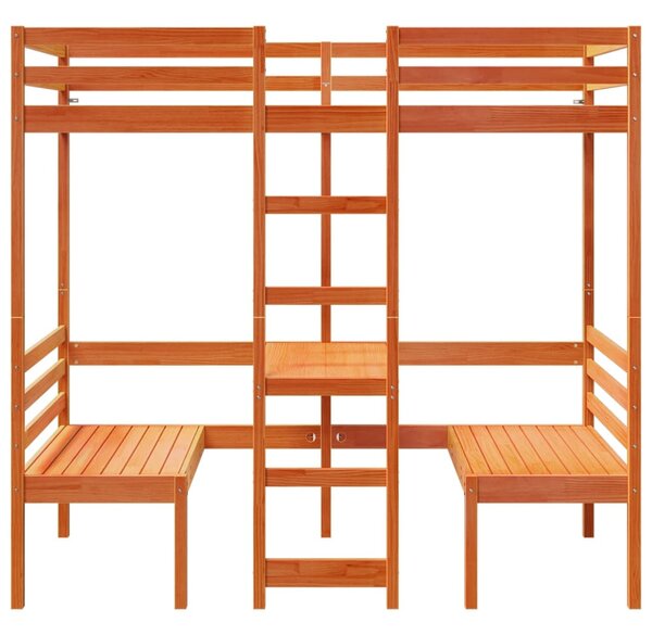 Okvir kreveta na kat sa stolom i stolicama 75x190 cm borovina - Smeđa / 75 x 190 cm