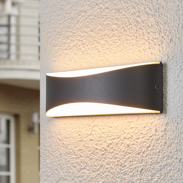 Lucande LED vanjska zidna svjetiljka Akira, antracit, metal, 23cm