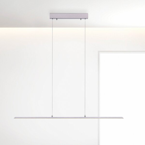 PURE LED viseća svjetiljka Lite, srebrna, 100 cm, CCT, prigušiva, prigušiva, Sivo, Dnevni boravak/blagovaonica, Aluminij