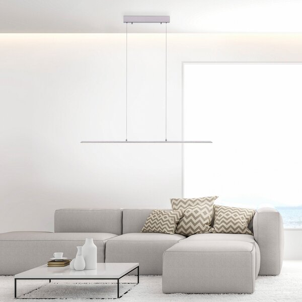 PURE LED viseća svjetiljka Lite, srebrna, 100 cm, CCT, prigušiva, prigušiva, Sivo, Dnevni boravak/blagovaonica, Aluminij