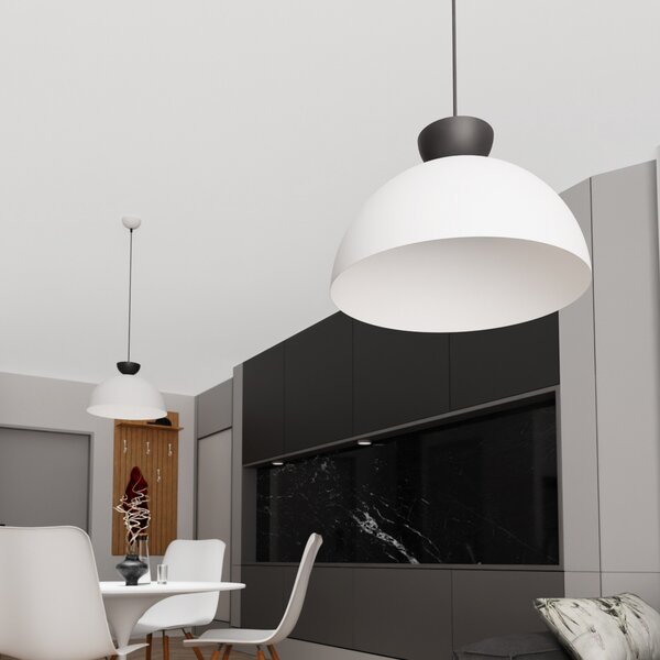 EMIBIG LIGHTING Viseća lampa Lunaro, bijela, Ø 40 cm, metalna, prigušiva, Bijela, Dnevni boravak/blagovaonica, Metal