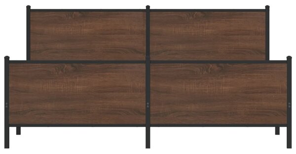 Metalni okvir kreveta bez madraca smeđa boja hrasta 200x200 cm - Smeđa / 200 x 200 cm