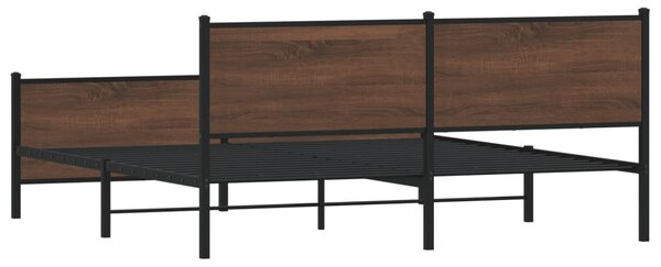Metalni okvir kreveta bez madraca smeđa boja hrasta 200x200 cm - Smeđa / 200 x 200 cm