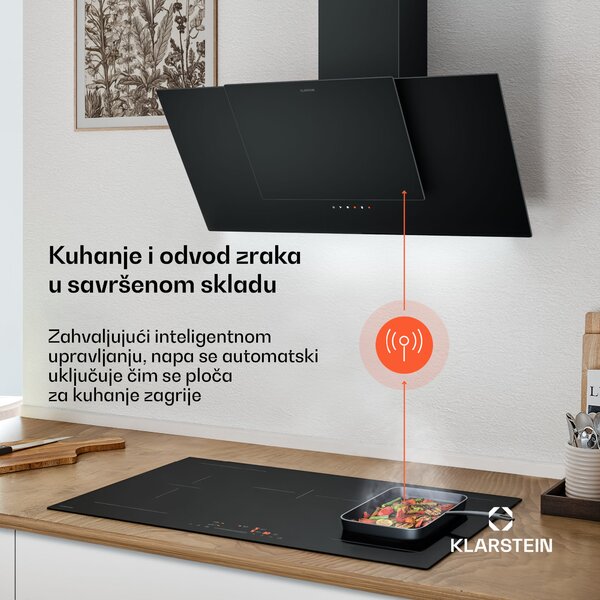 Klarstein Indukcijska ploča za kuhanje HaloSync s napom | 5 zona za kuhanje | 11400 W | 632 m³/h | 90 cm