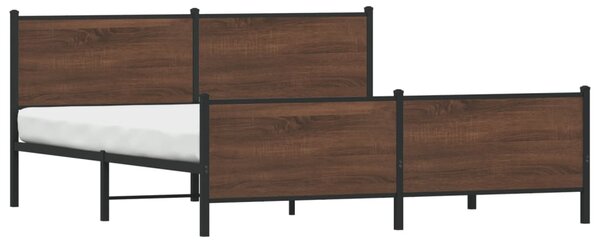 Metalni okvir kreveta bez madraca smeđa boja hrasta 200x200 cm - Smeđa / 200 x 200 cm
